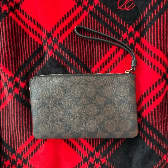 Coach Signature Brown Wristlet - Picture 2 of 3